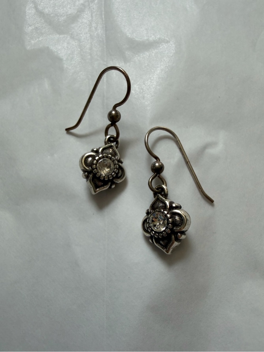 Brighton Silver Floral Drop Earrings